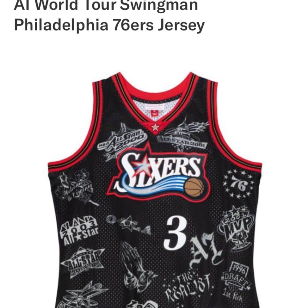 Mitchell & Ness Black and Red 76ers Jersey